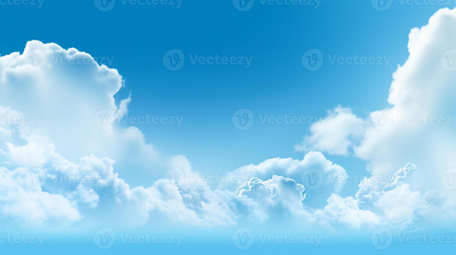 Blue sky background with white clouds. Cumulus white clouds. 3D illustration photo