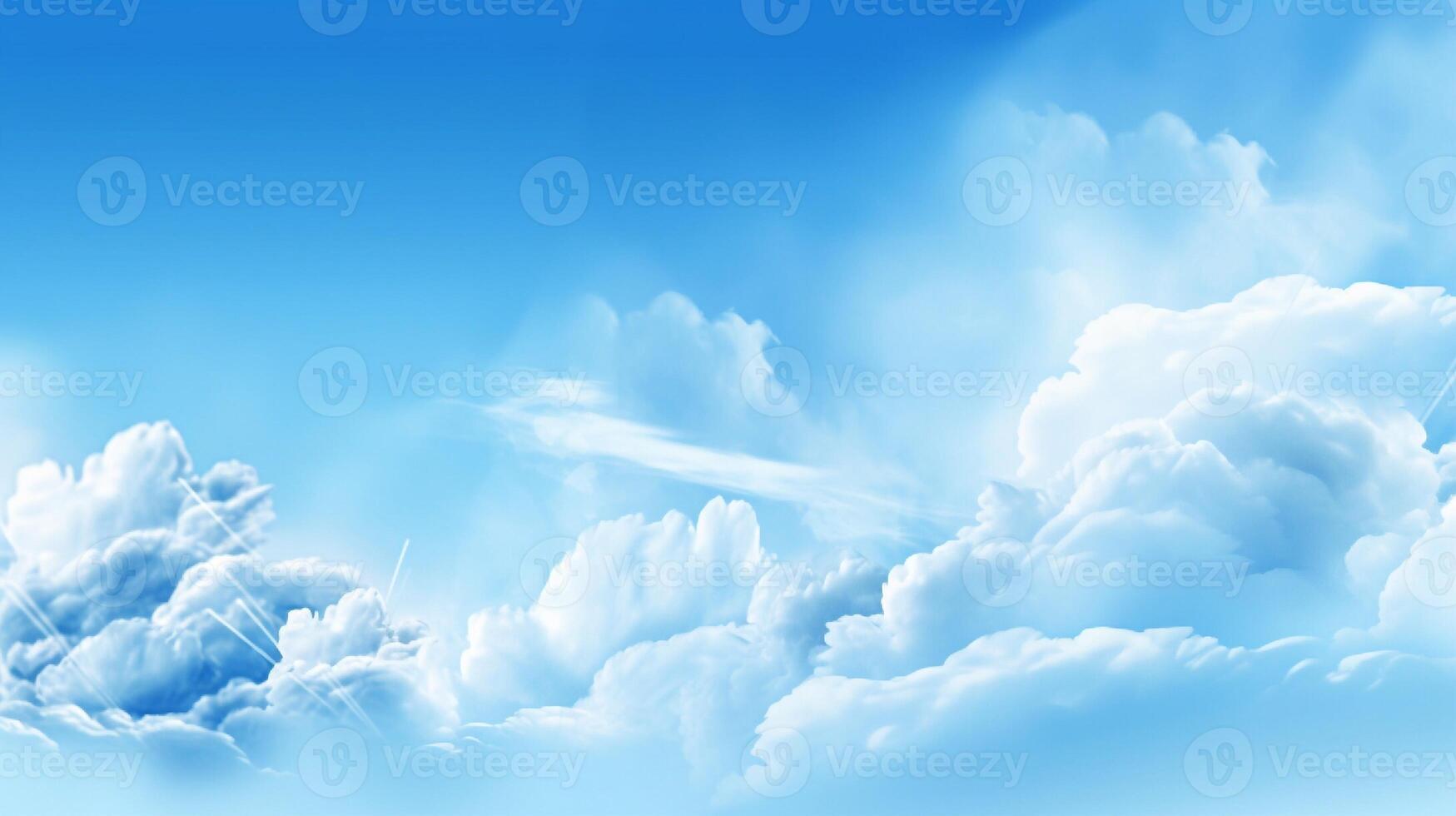 Blue sky background with white clouds. Cumulus white clouds. 3D illustration photo