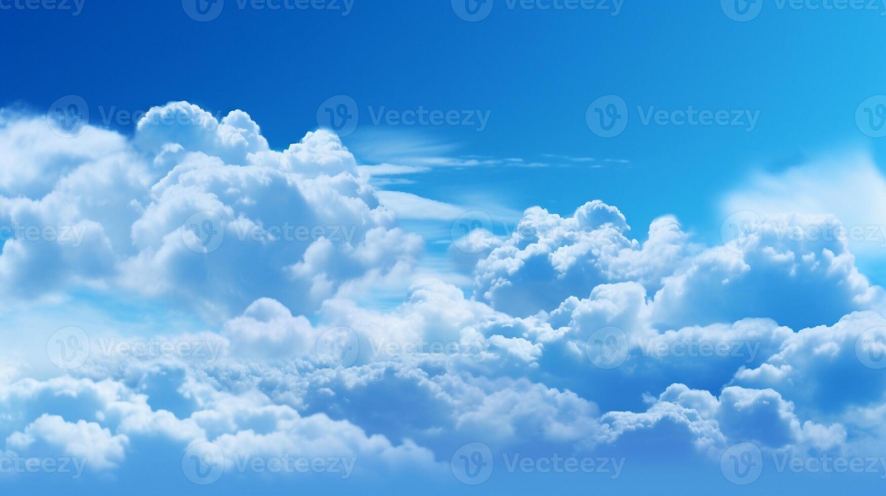 Blue sky background with white clouds. Cumulus white clouds. 3D illustration photo