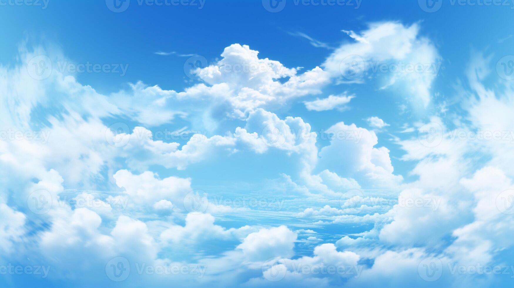 Blue sky background with white clouds. Cumulus white clouds. 3D illustration photo