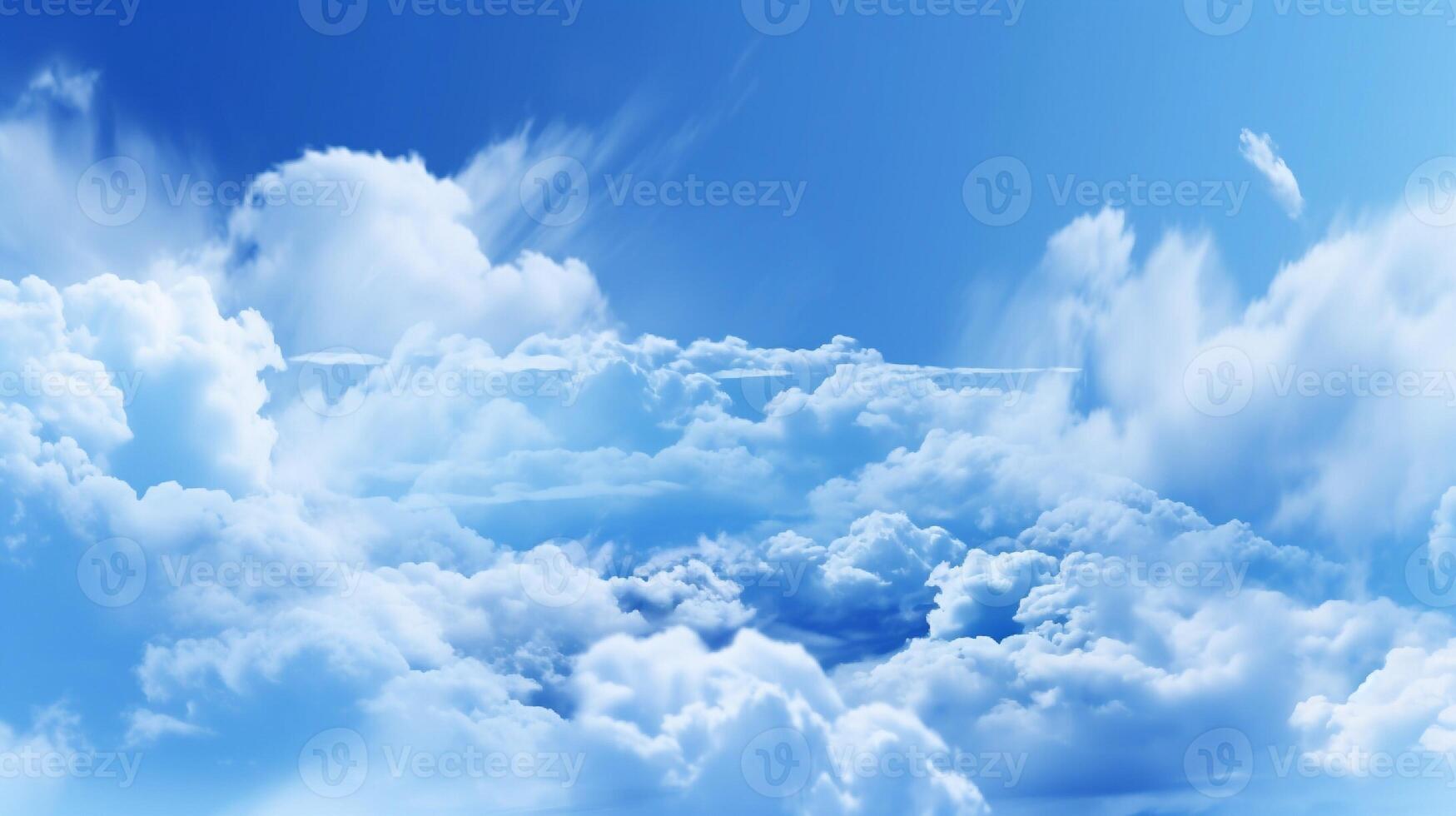 Blue sky background with white clouds. Cumulus white clouds. 3D