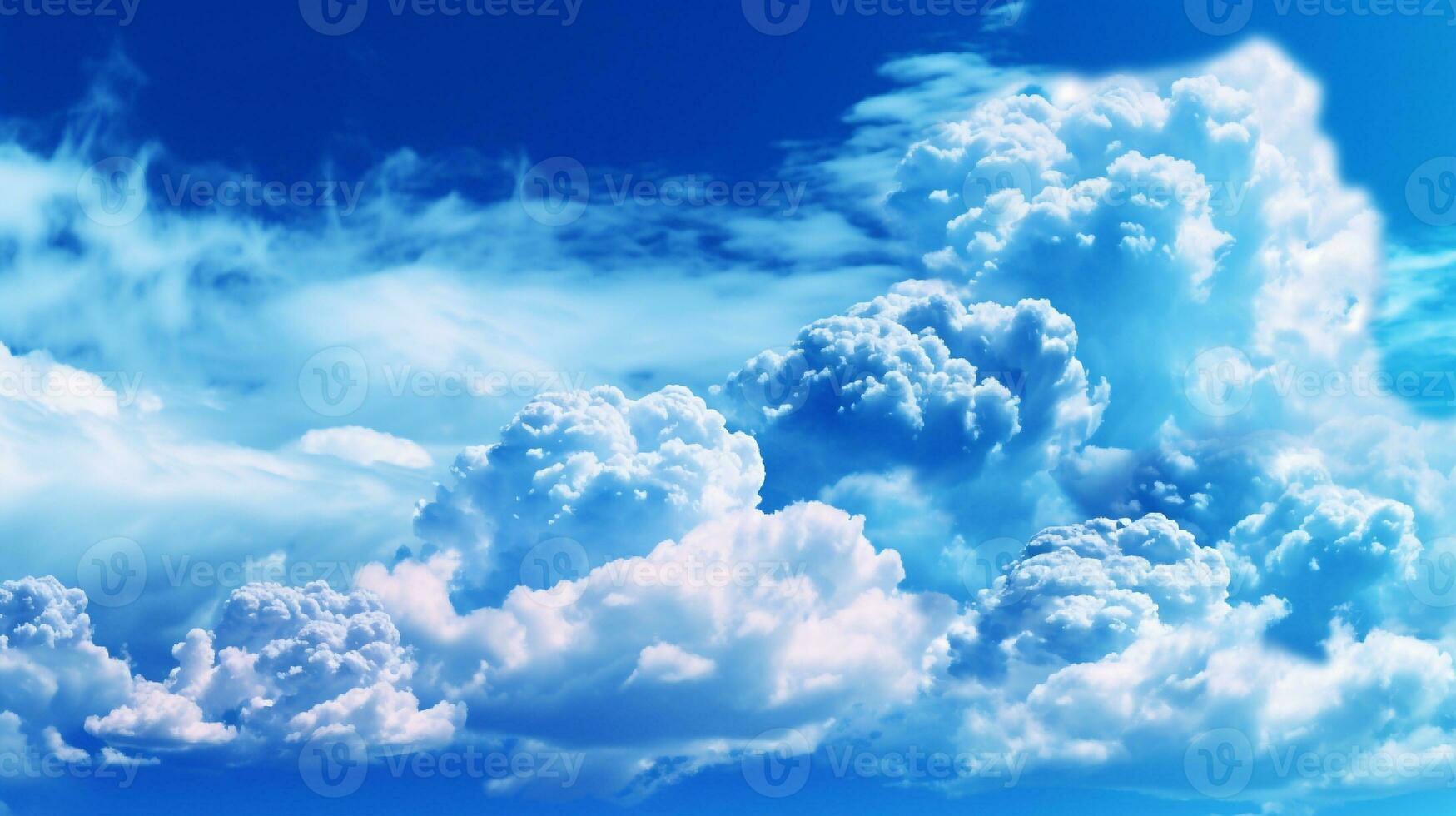 Blue sky background with white clouds. Cumulus white clouds. 3D illustration photo