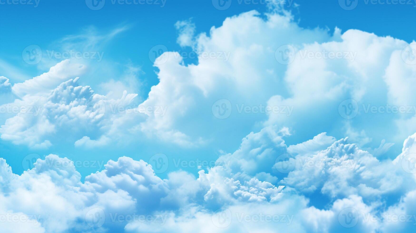 Blue sky background with white clouds. Cumulus white clouds. 3D illustration photo