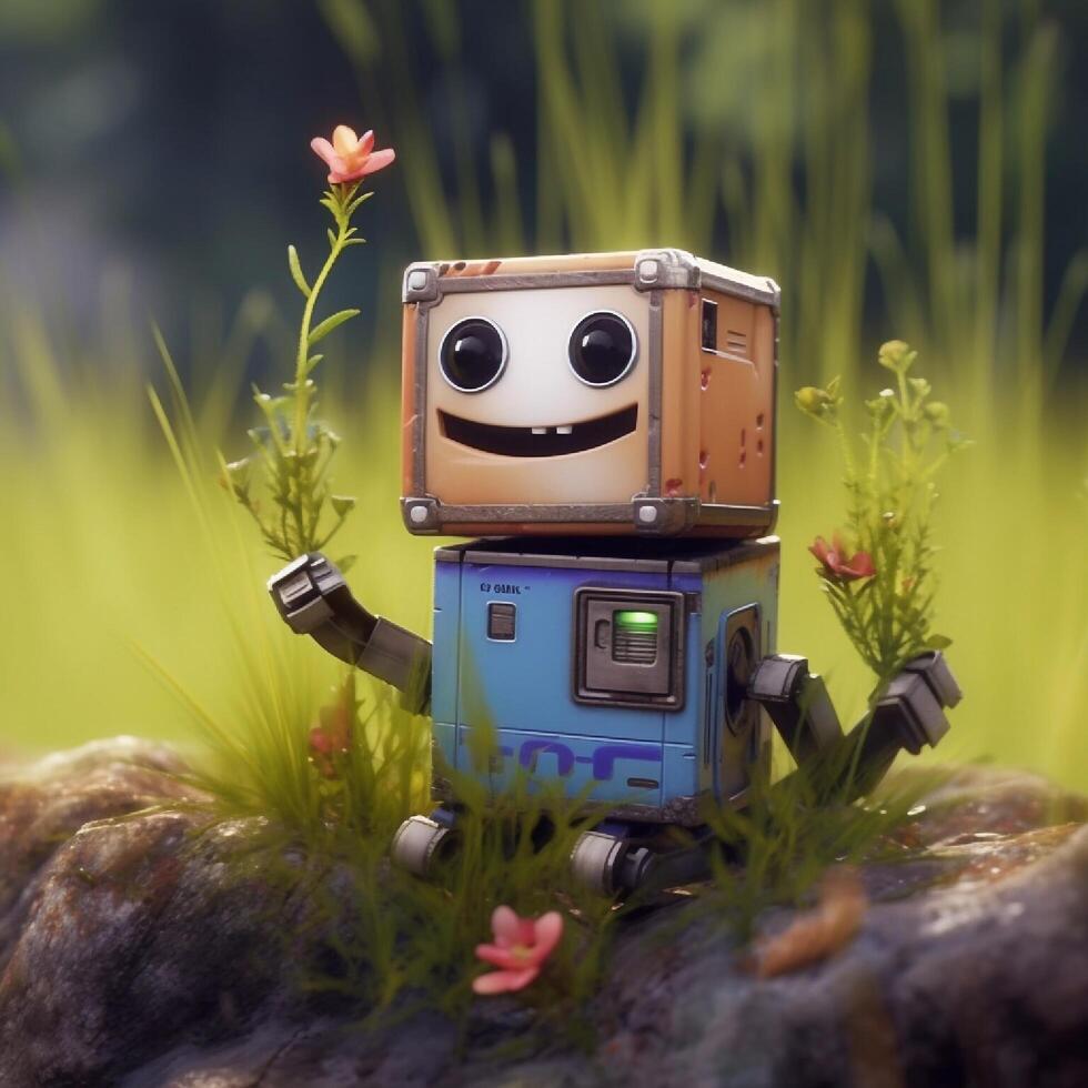 vintage robot in the forest. 3d illustration. retro robot. generative ai 25531293 Stock Photo at