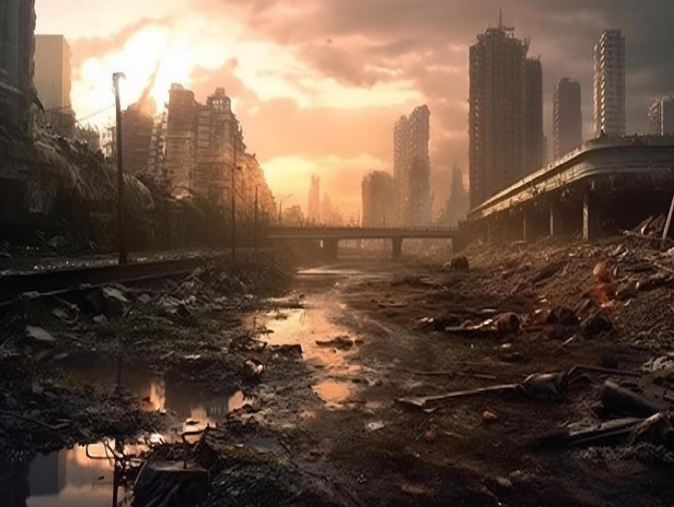 The ruins of the destroyed city. 3d rendering. generative ai 25531367 Stock  Photo at Vecteezy