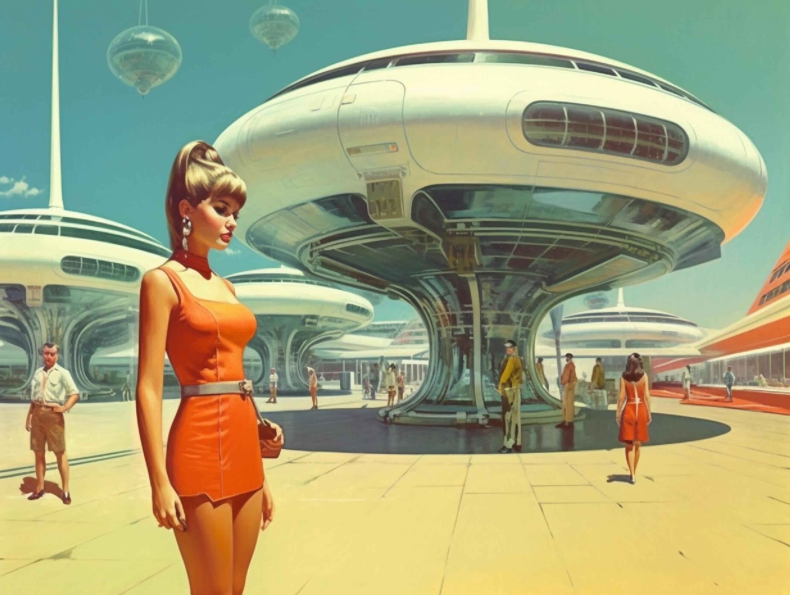the retro futuristic visions of the mid 20th century. 25531394 Stock