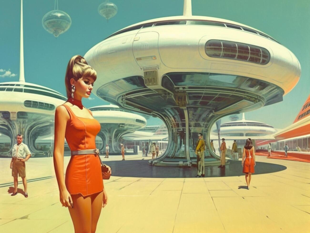 the retro futuristic visions of the mid 20th century. generative ai photo