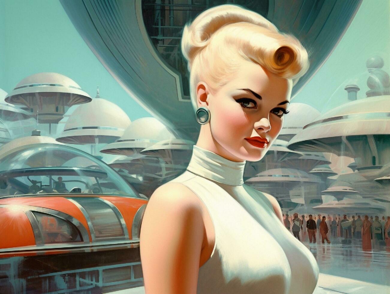 the retro futuristic visions of the mid 20th century. generative ai photo