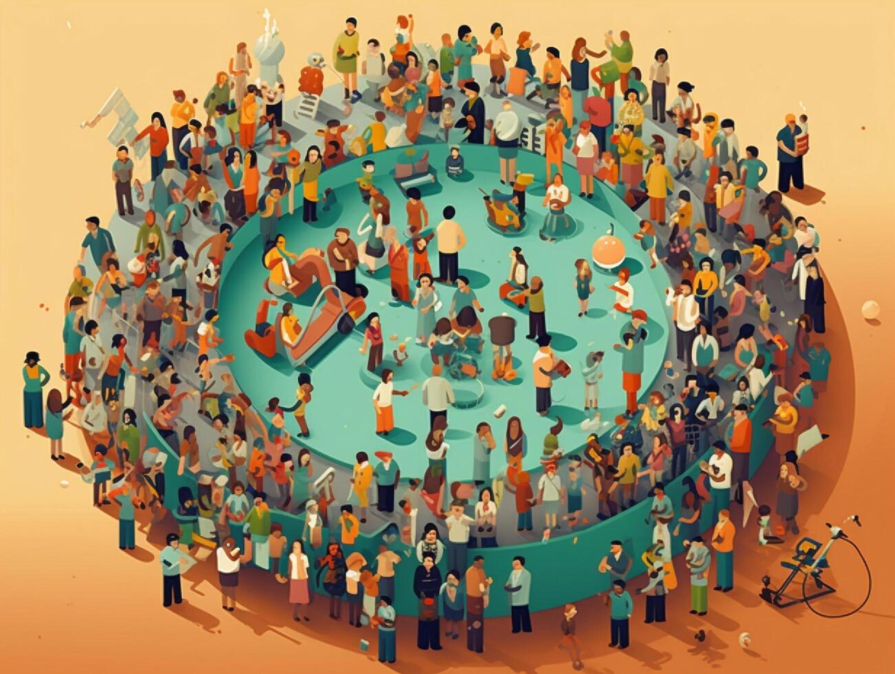 multitud de personas en el ciudad. generativo ai foto