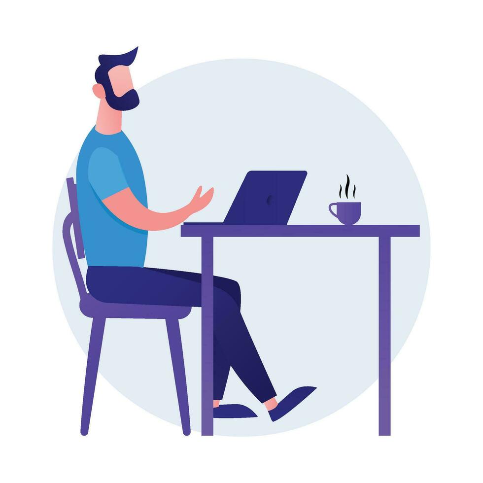 Working at desk illustration vector