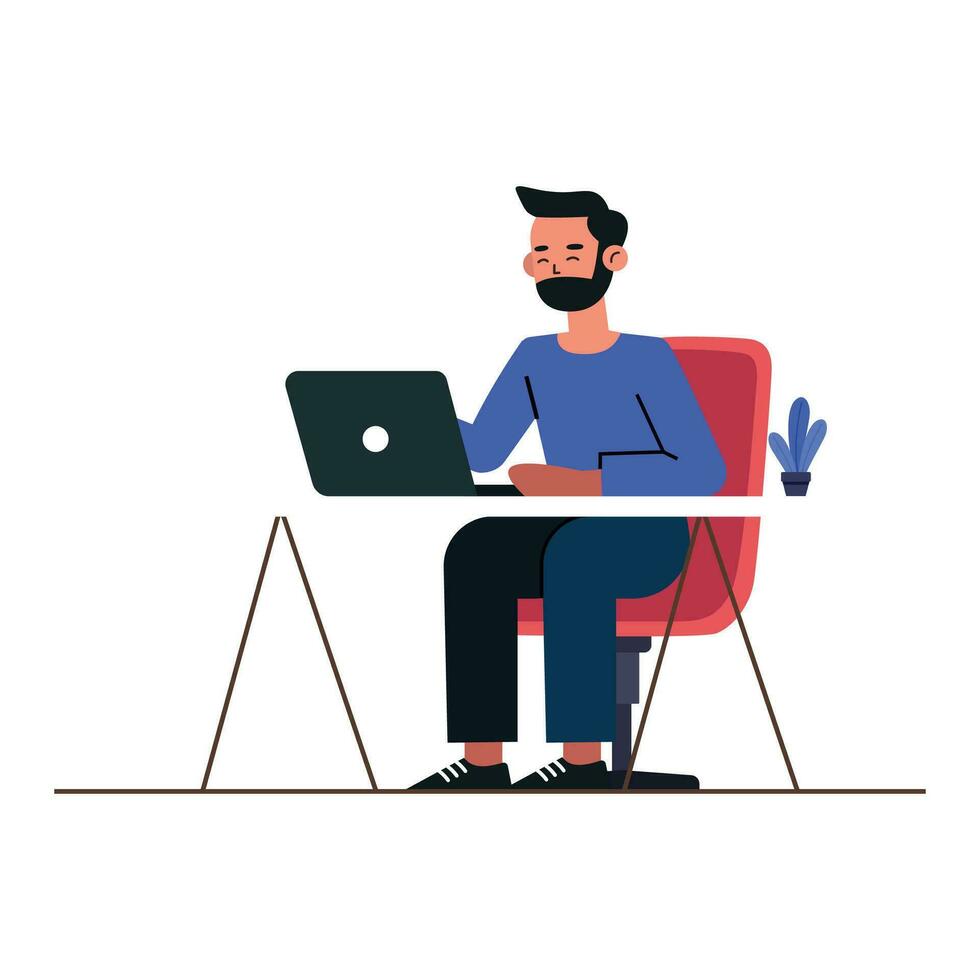 Working at desk illustration vector