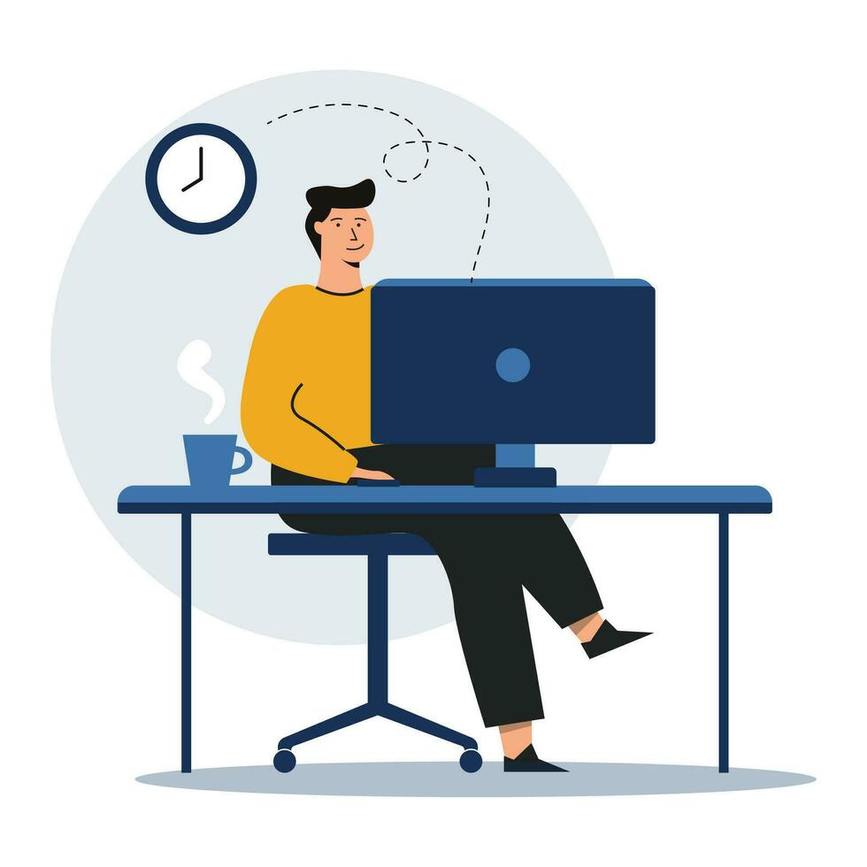 Ecommerce online working station illustration vector