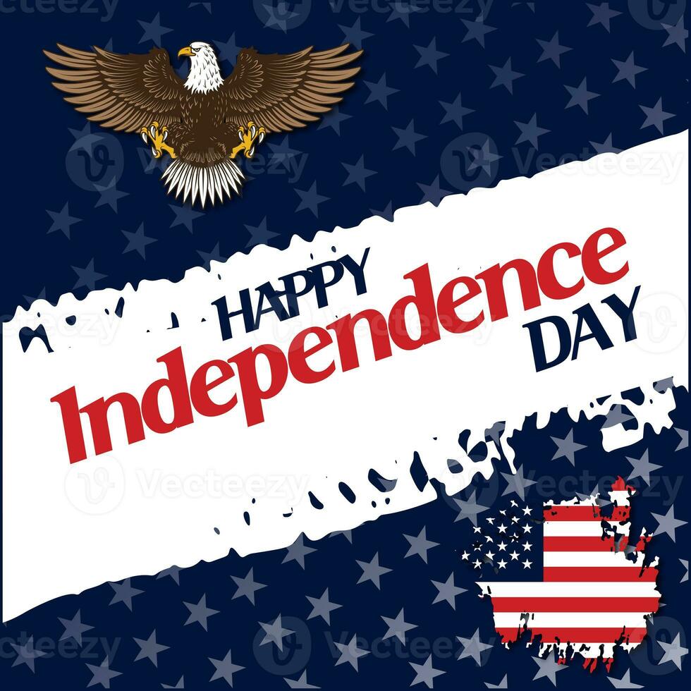 4th of July Happy Independence day of USA Ad design with Eagle and USA Flag photo