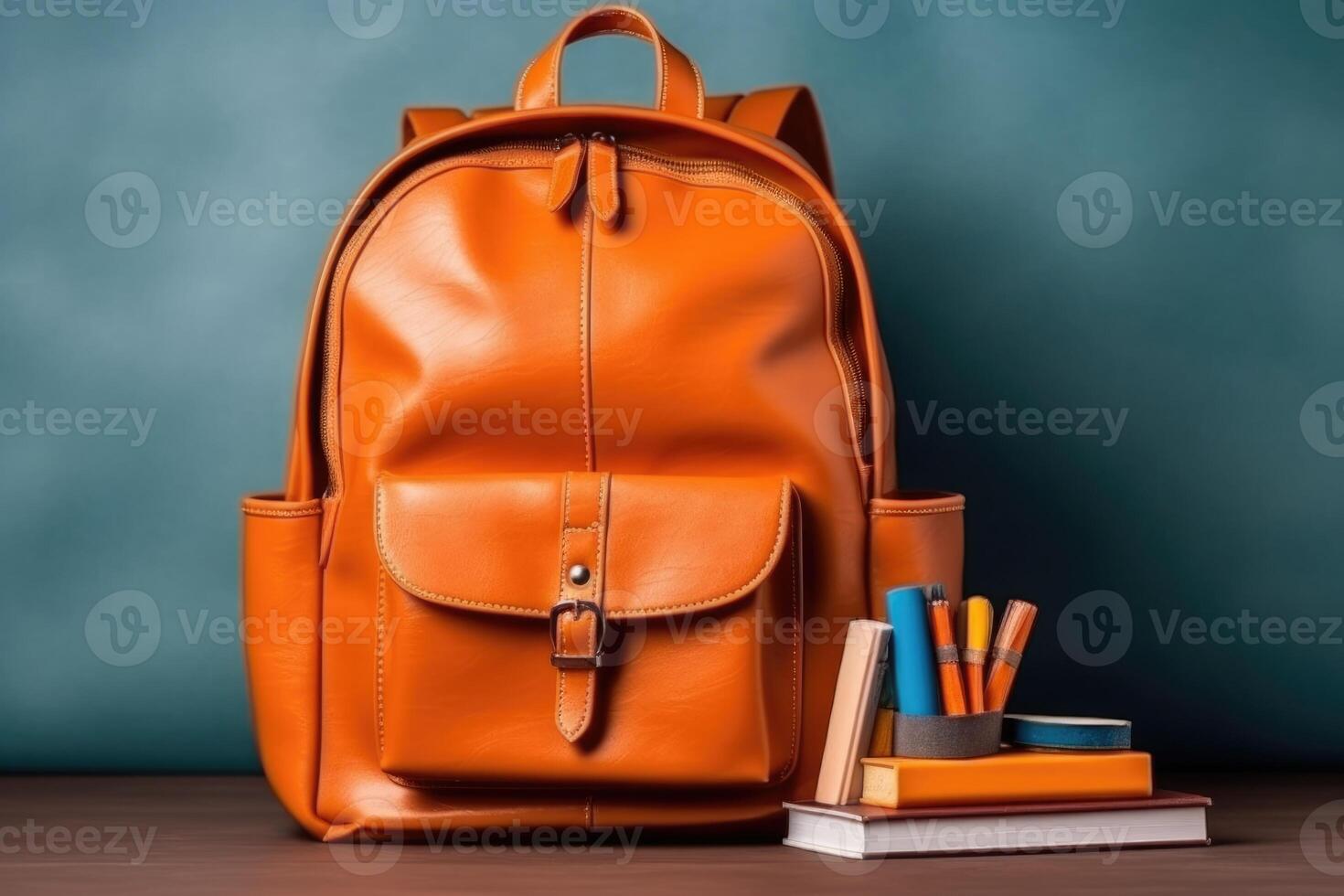 bright school backpack isolated , photo