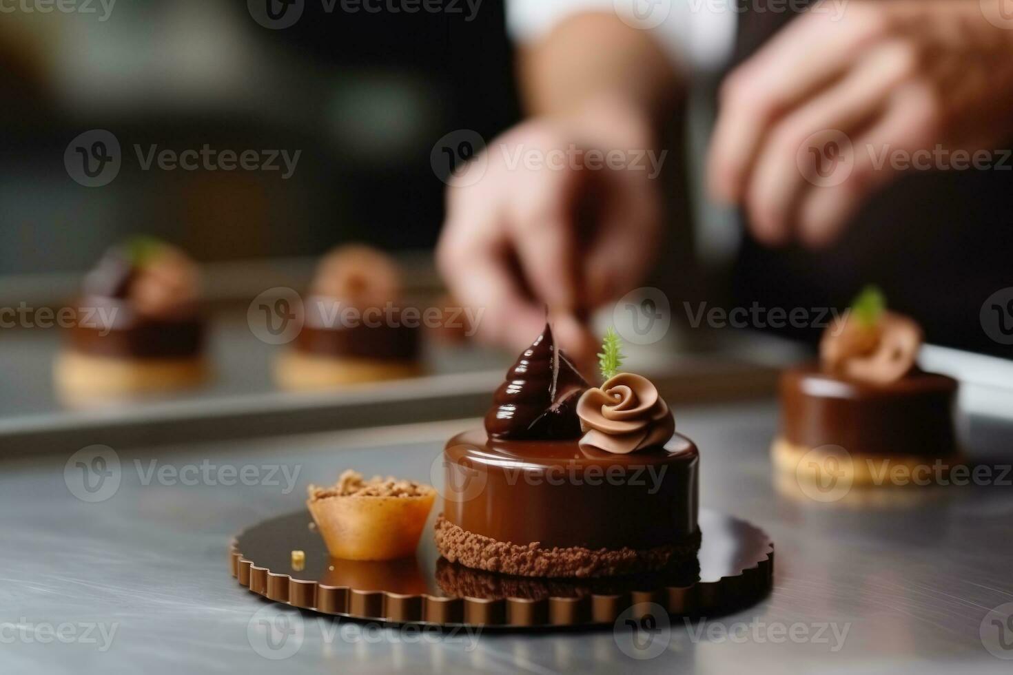 Homme Maître Chef Chocolatier Travaillant Dans Un Laboratoire De Chocolat  Professionnel Artisanal Ai Generative