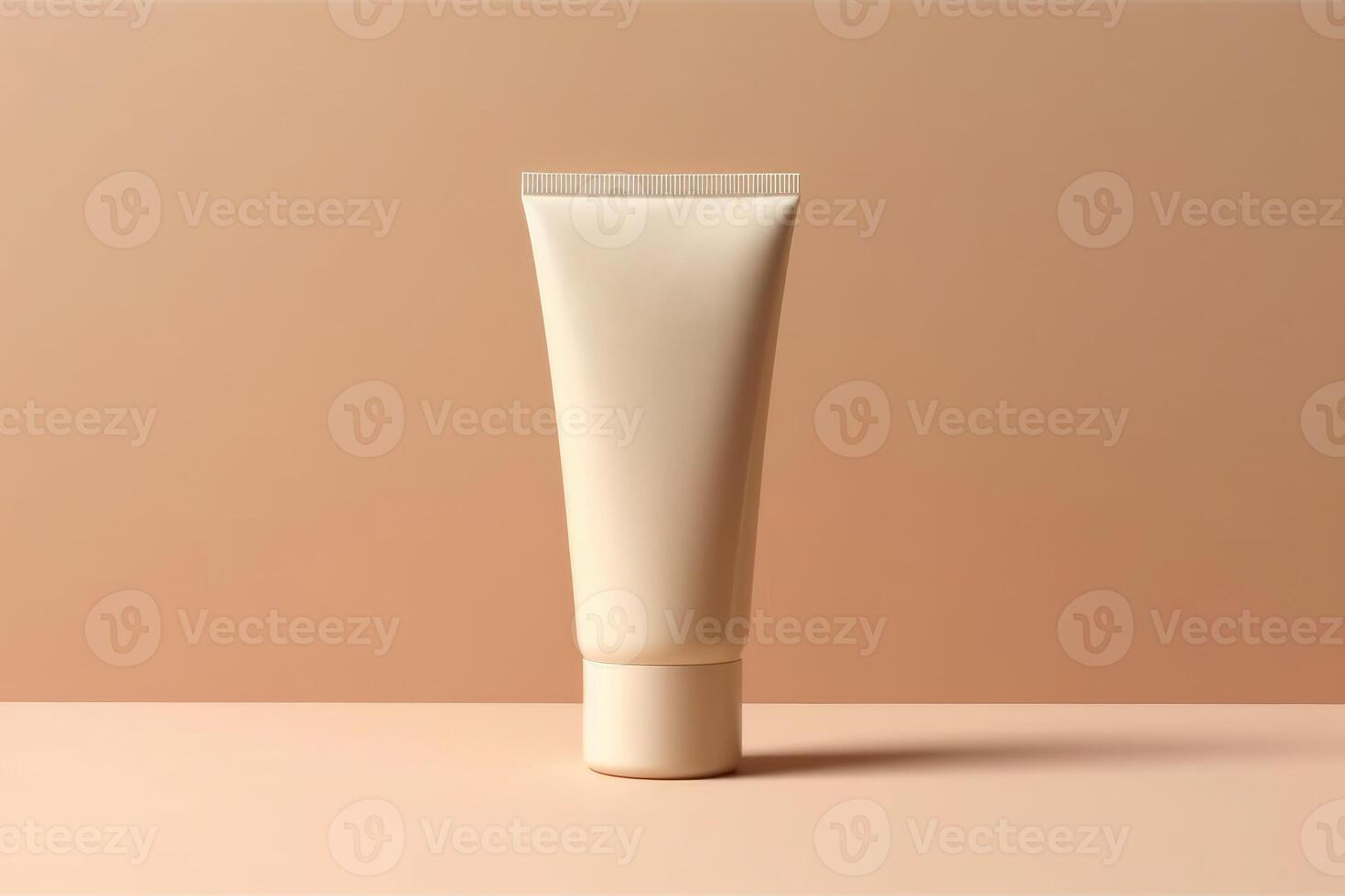 Moisturiser hand cosmetic cream white plastic tube mockup front view. photo