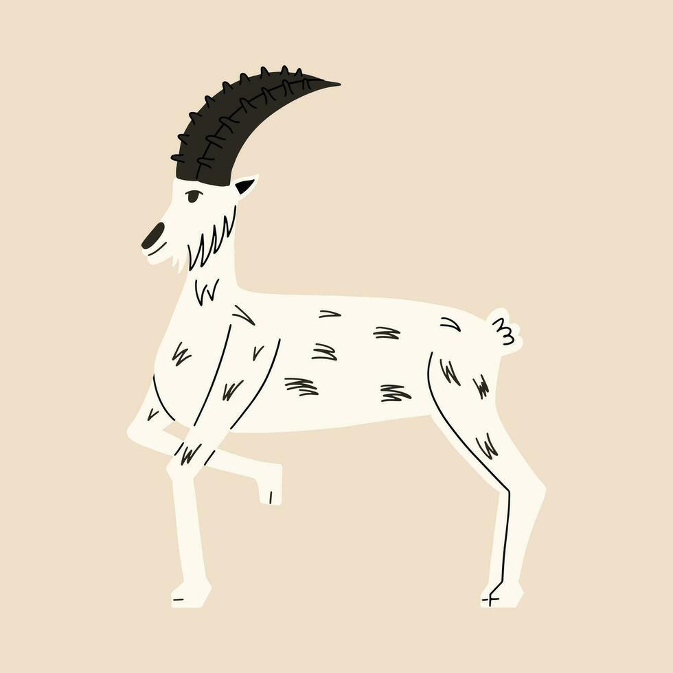 Wild goat in flat style. Vector illustration