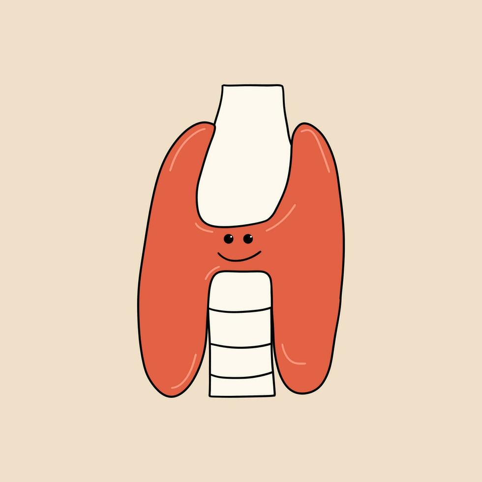 Healthy thyroid. Human organ in cartoon style. Vector illustration in flat style