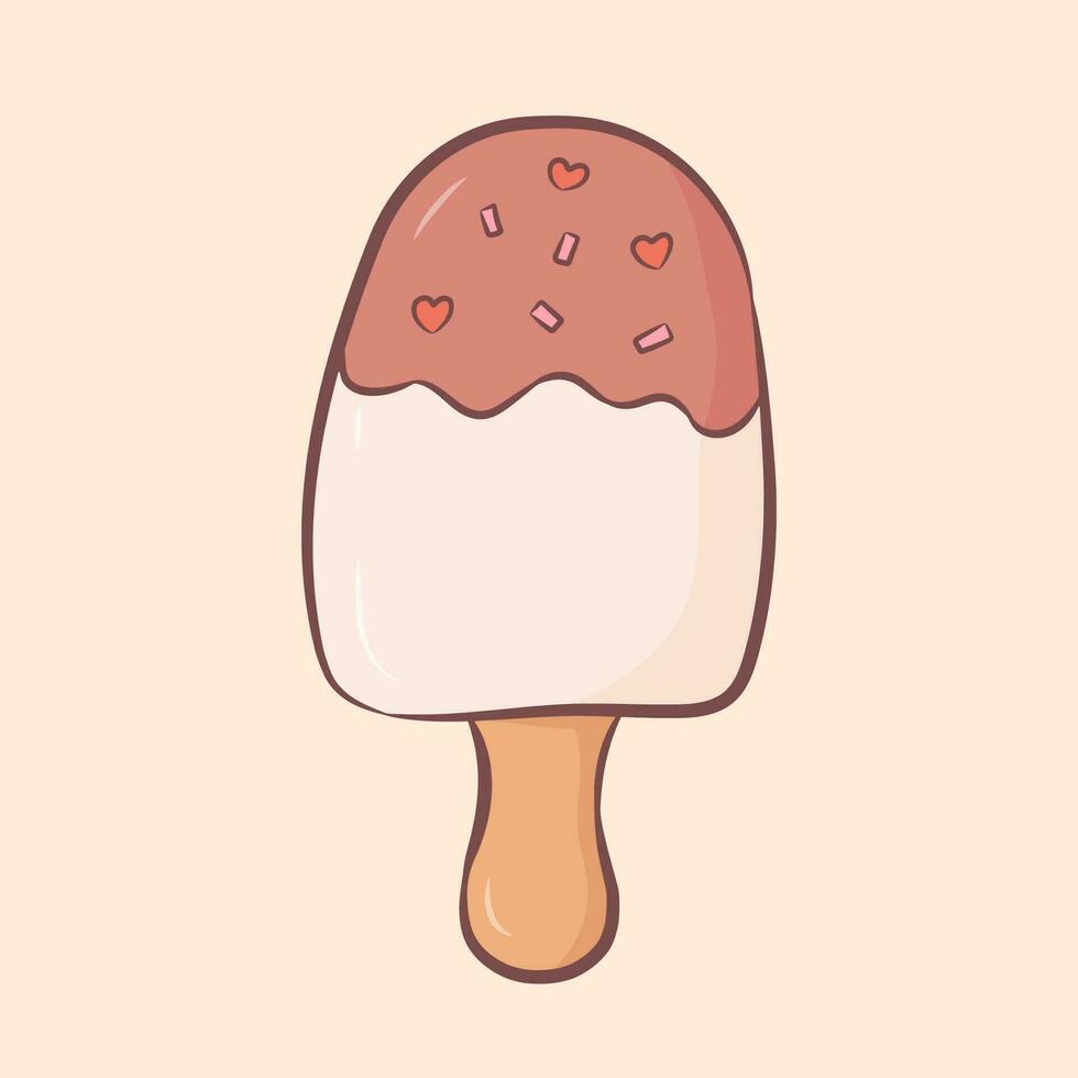 hielo crema en dibujos animados estilo. vector ilustración de verano comida esquimal en garabatear estilo