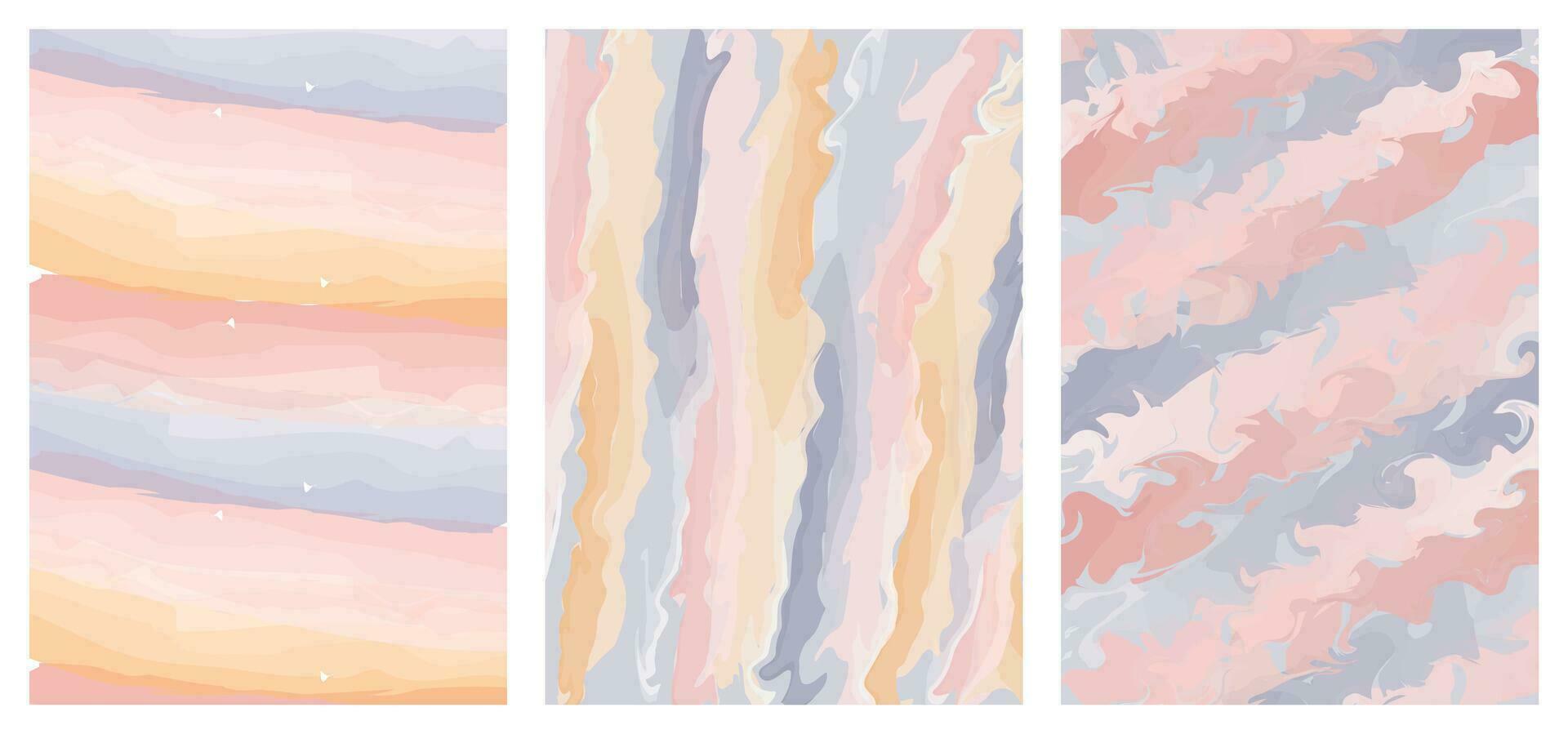 Set colors watercolor abstract background with marble liquid effect vector
