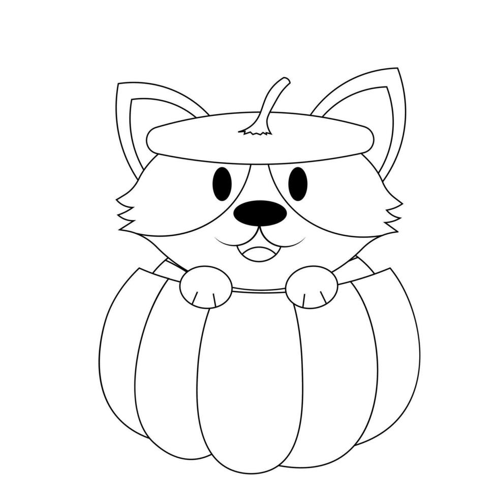 Cute Corgi in costume pumpkin in black and white vector