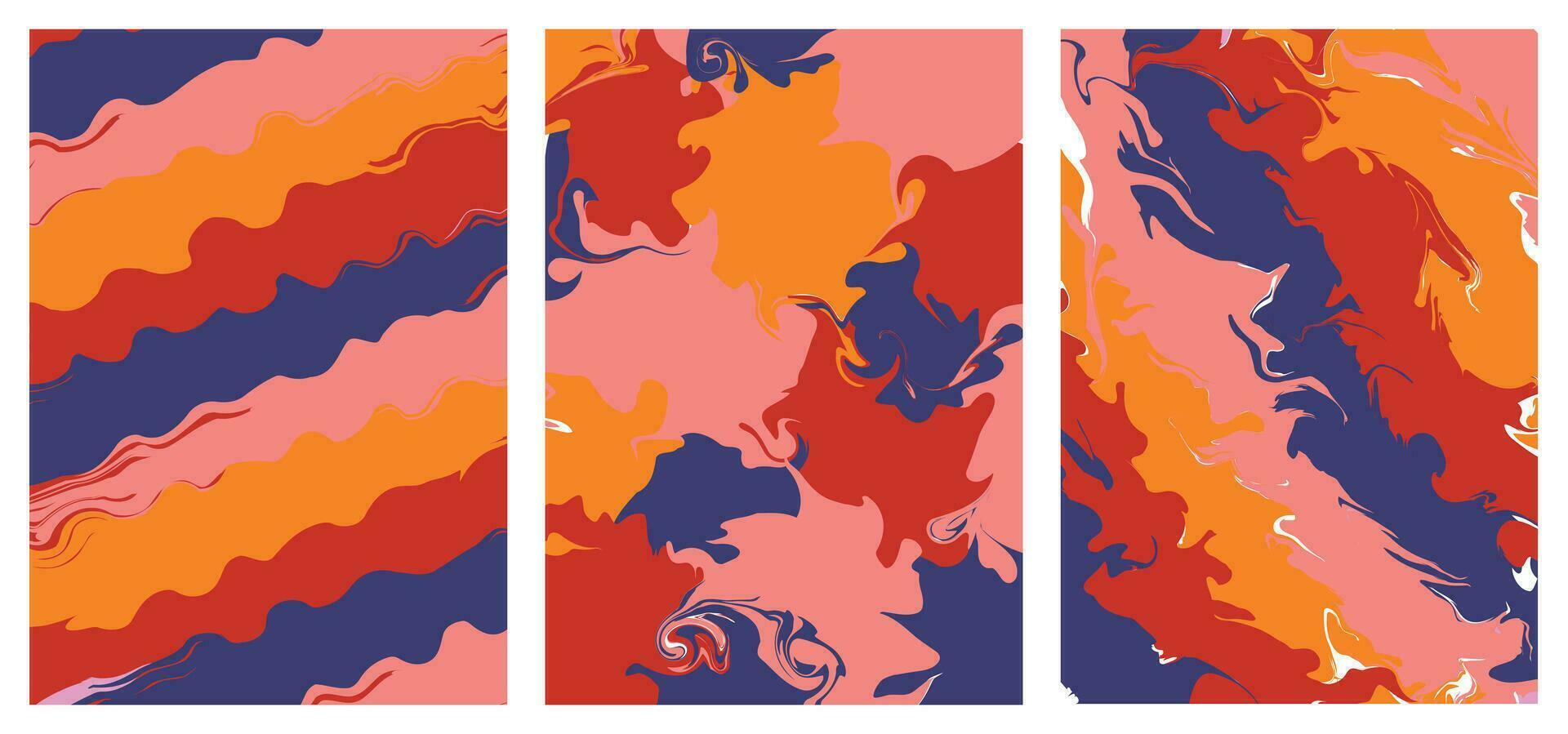 Set abstract flower multicoloured background with marble liquid effect vector