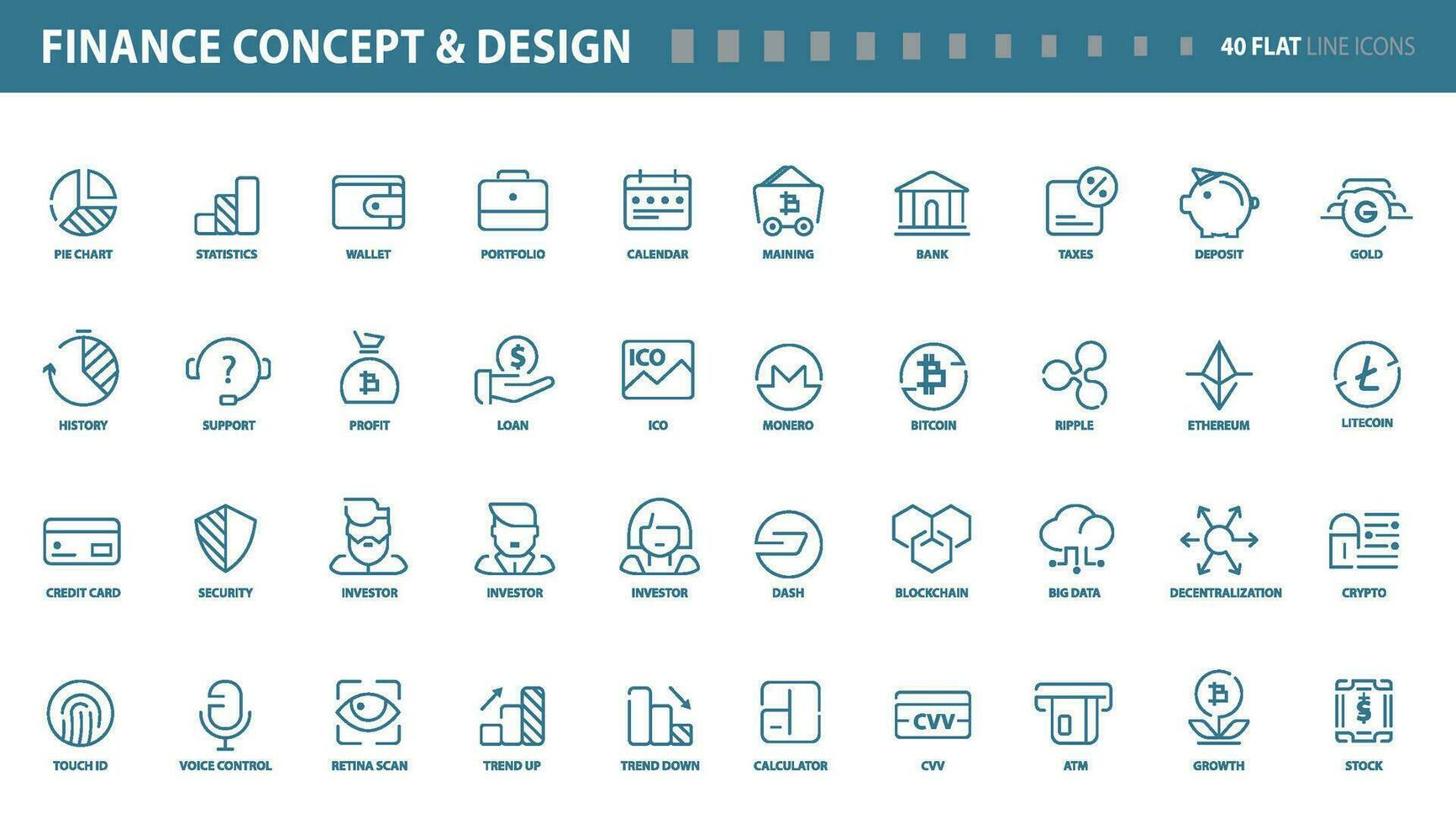 Set of flat line icons of finance concept and design. Vector concepts for website and app design and development.