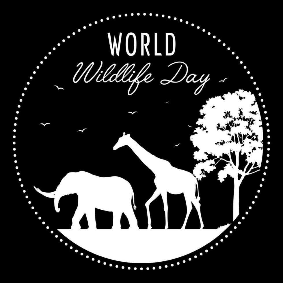 World wildlife day with animals in the forest vector