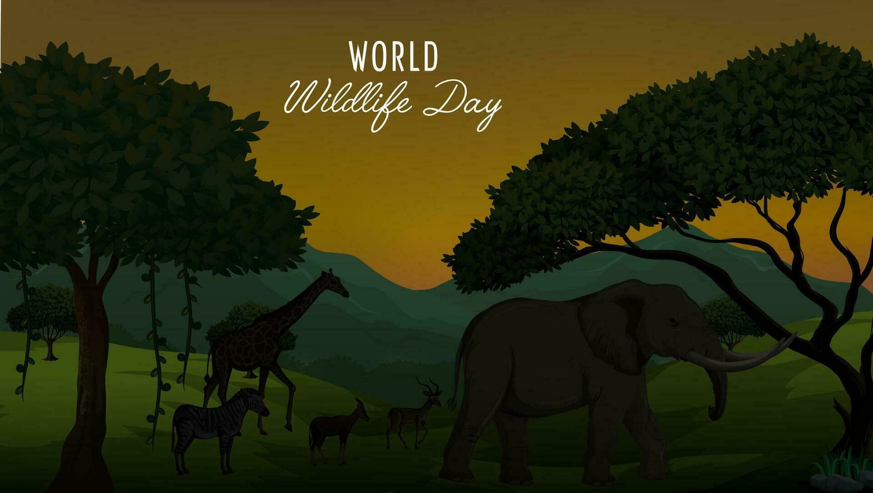 World wildlife day with animals in the forest vector