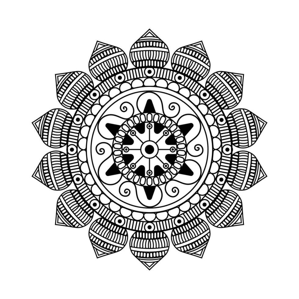 Handdrawn mandala lotus flower drawing vector