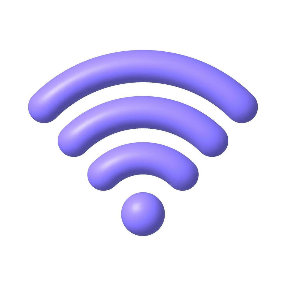 Purple Wi-Fi icon. 3D realistic wireless network vector illustration.
