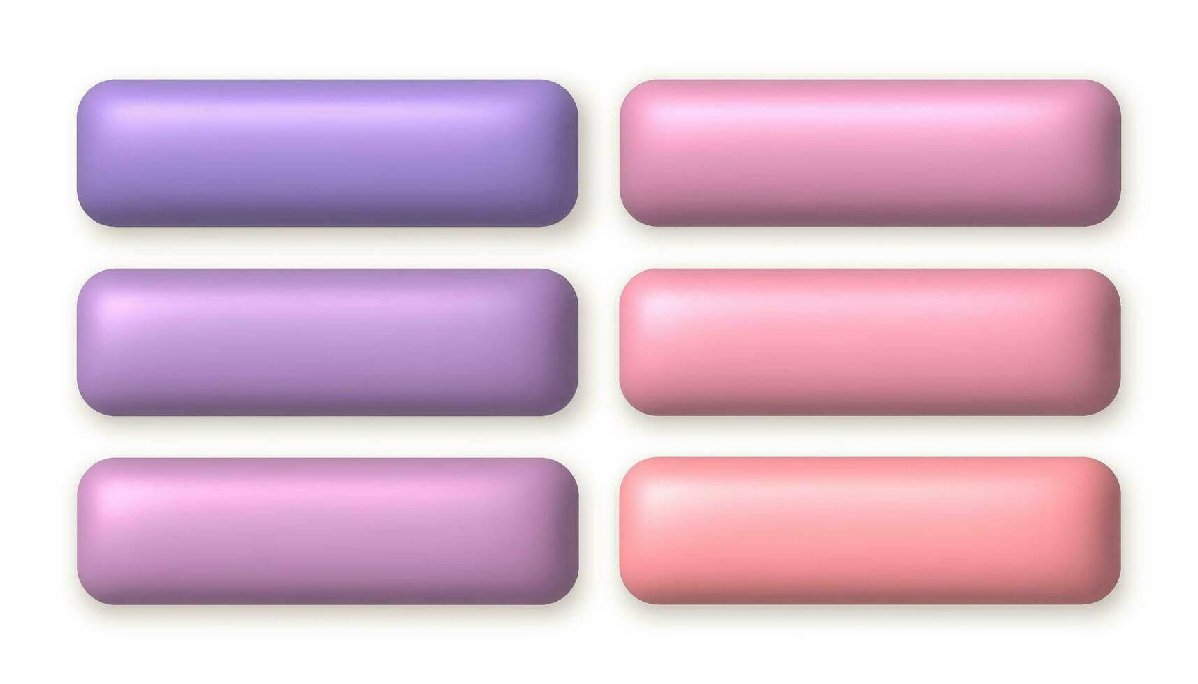 Set of cute pastel 3d buttons for web design. 3d realistic design element. vector