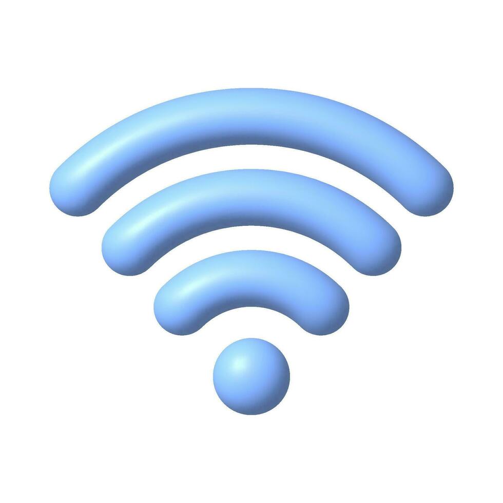 Blue Wi-Fi icon. 3D realistic wireless network vector illustration.