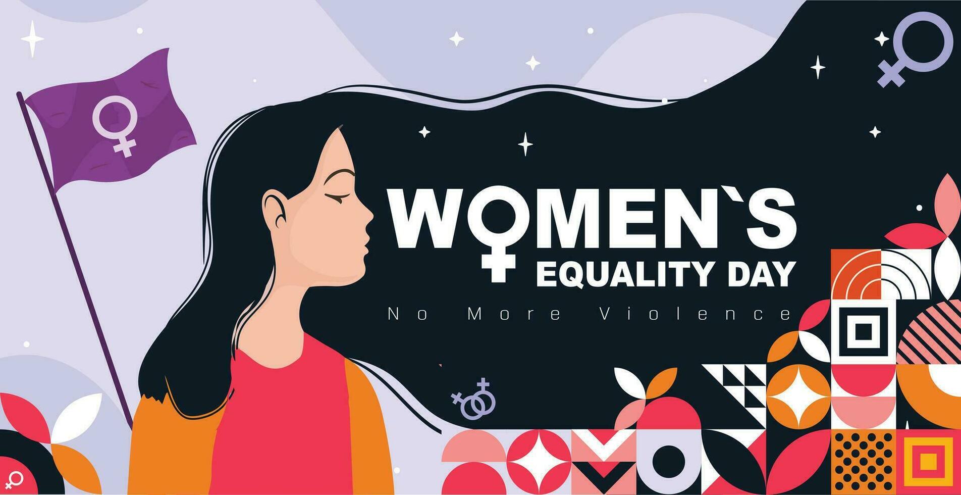 Celebrating Women's Equality Day No more violence vector