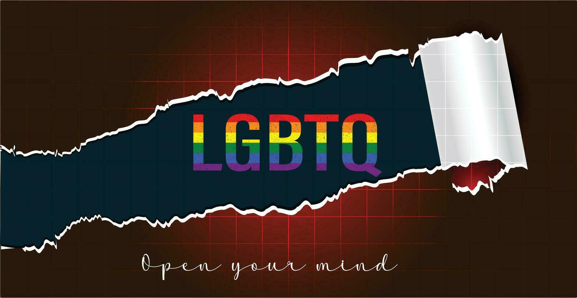 LGBTQ rolled torn paper banner design vector