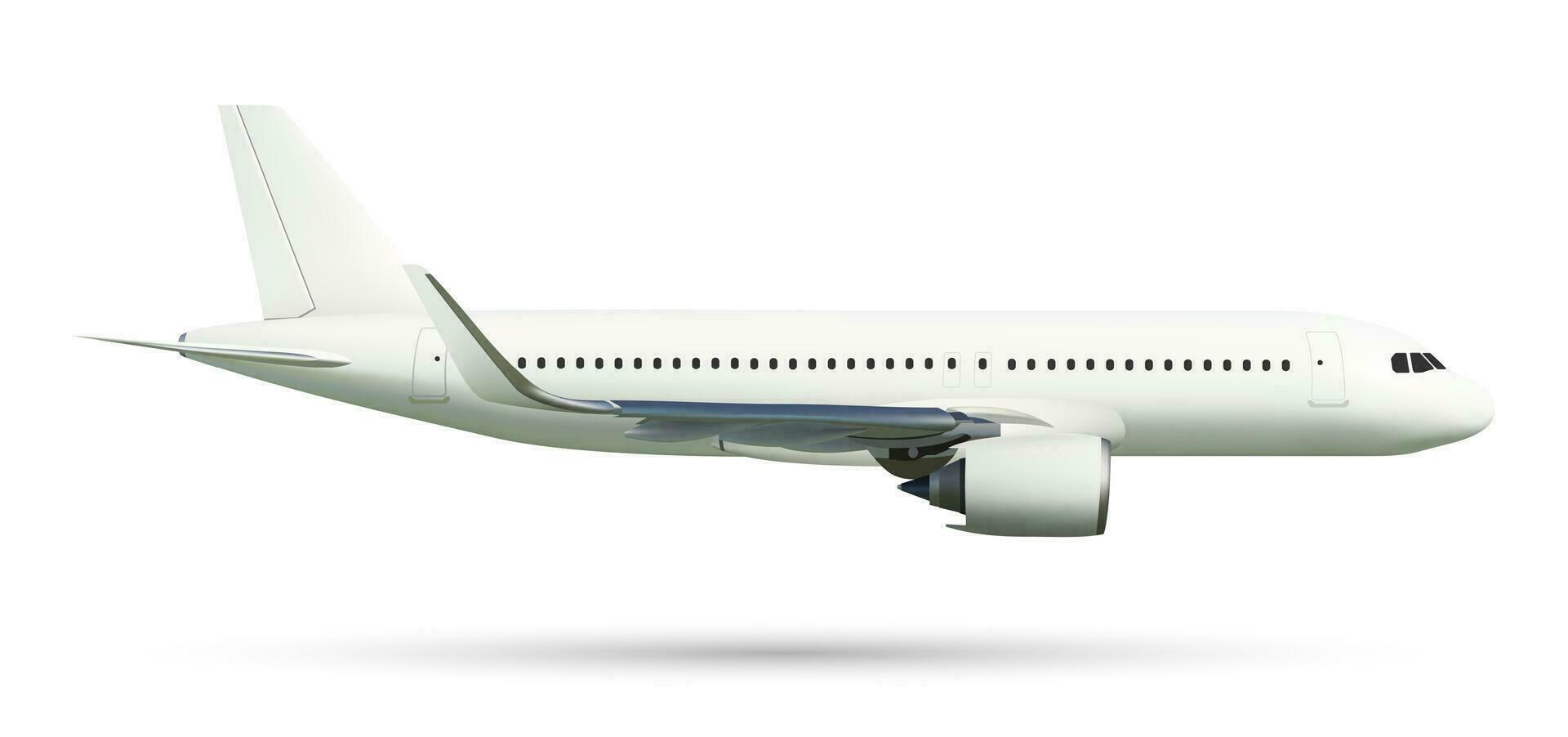 Aircraft or airplane on side view, vector illustration