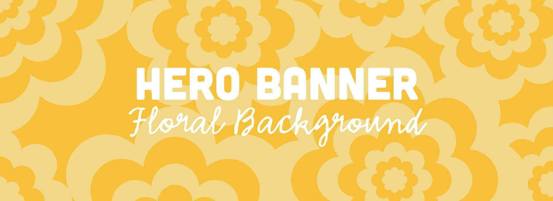 Yellow Floral Banner With Copy Space, Hero Image Template. Flowers Pattern Image for Websites And Print Design, Golden shade vector