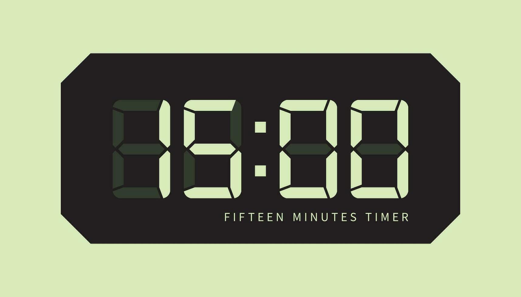 15 Min LCD Digital Clock, Showing Fifteen Minutes State. Cooking Time, Stopwatch, Countdown Indication vector