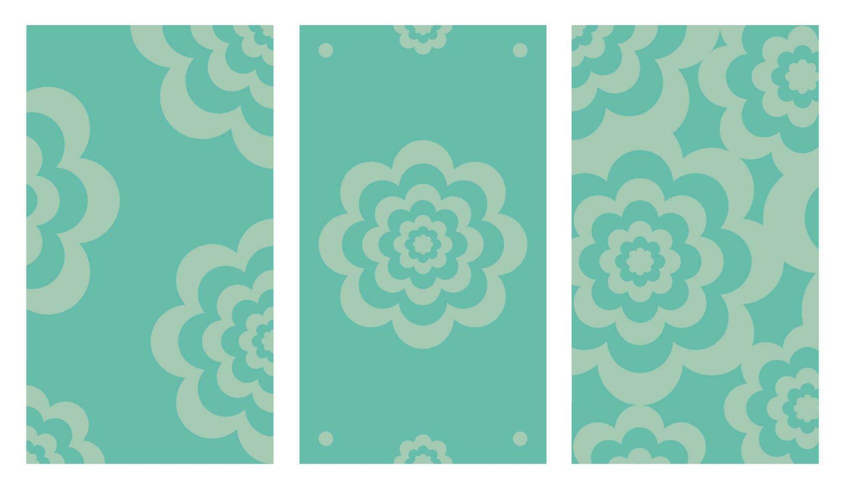 Set of Social Media Vertical Stories Templates, Green Floral Backgrounds, With Copy Space For Text. vector