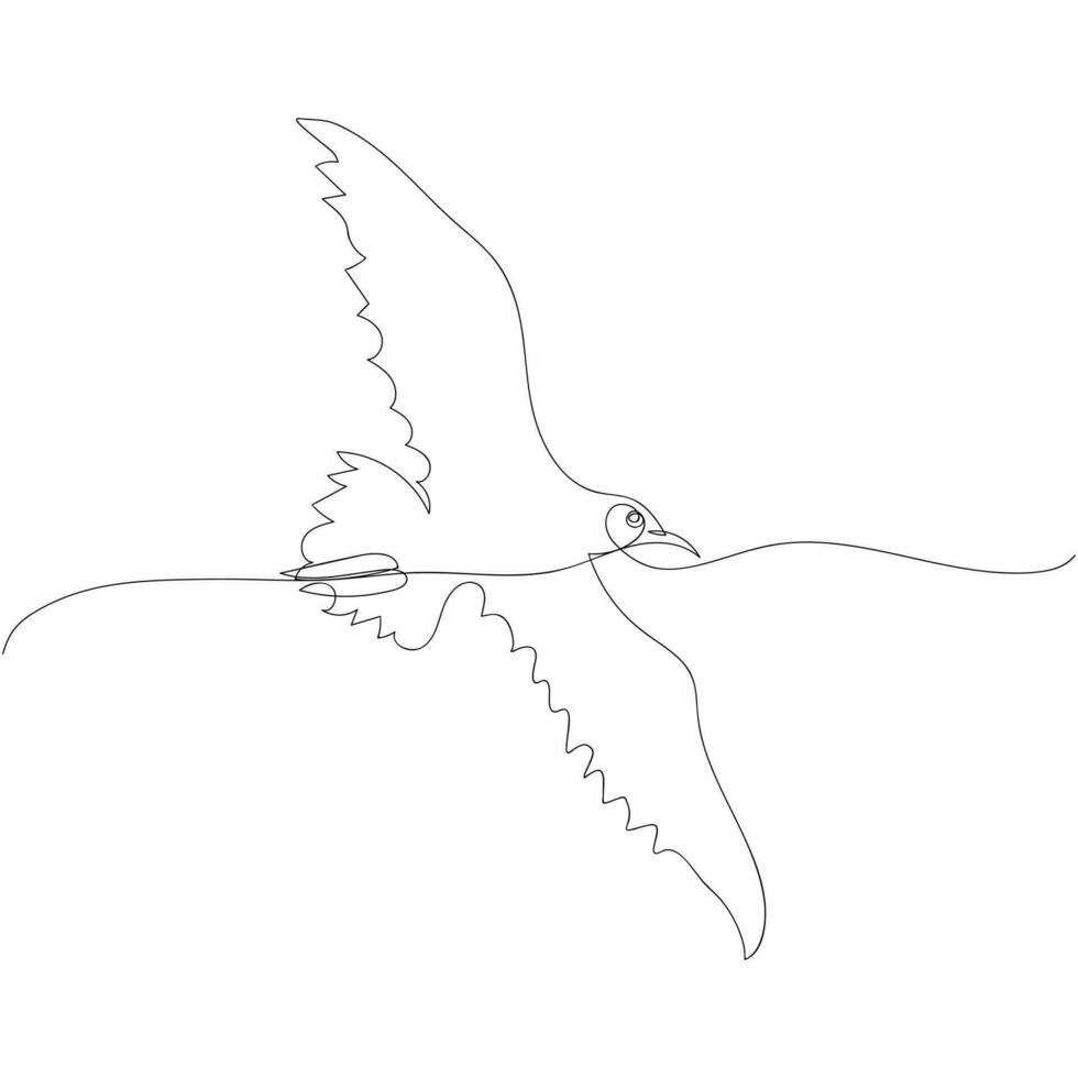 volador Gaviota en continuo línea Arte dibujo estilo. gratis pájaro en minimalista negro lineal diseño aislado en blanco antecedentes. vector ilustración