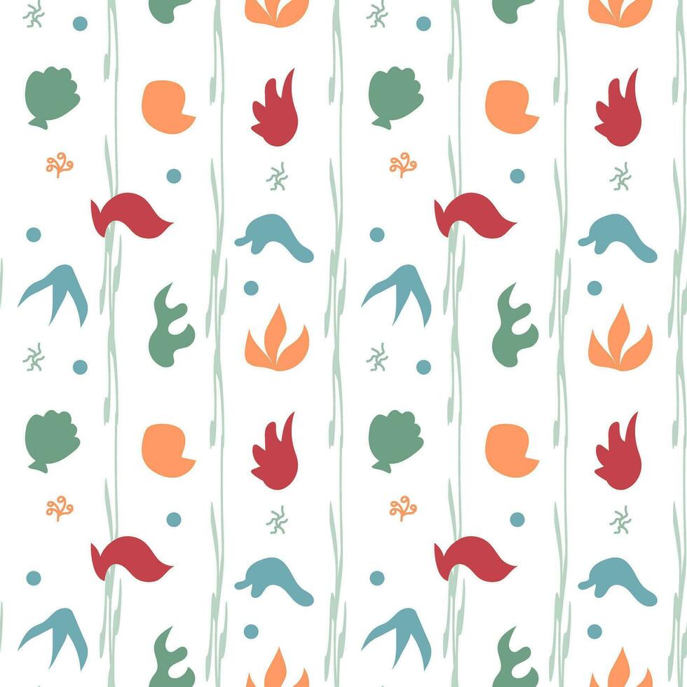 Seamless pattern with undersea inhabitants and abstract spots, creative childish background, perfect for kids apparel, fabric, textile, nursery decoration, wrapping paper. Print for clothes. Vector