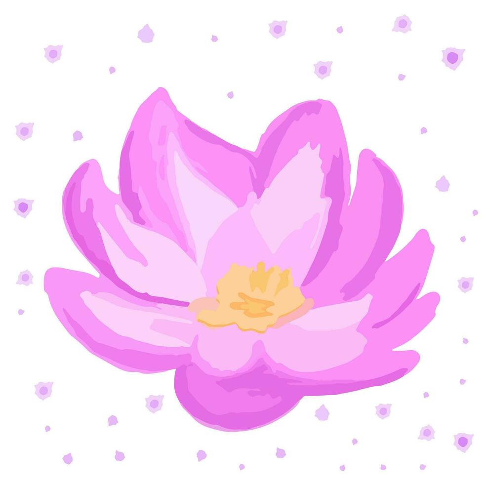rosado morado flor de un agua lirio o loto, acariciado pétalos con un amarillo centro. magia flor. impresión. vector ilustración aislado en blanco antecedentes