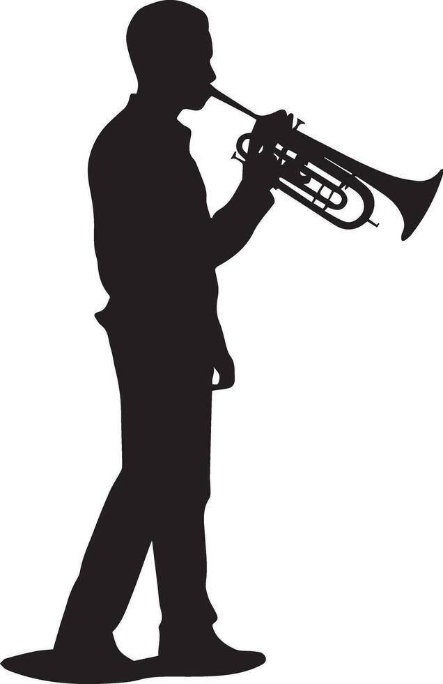 A person is blowing the trumpet Black And White, Vector Template Set for Cutting and Printing