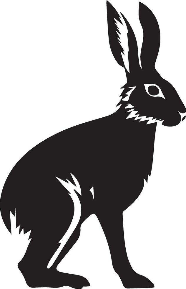 Arctic Hare Black and White Vector Template for Cut and Print