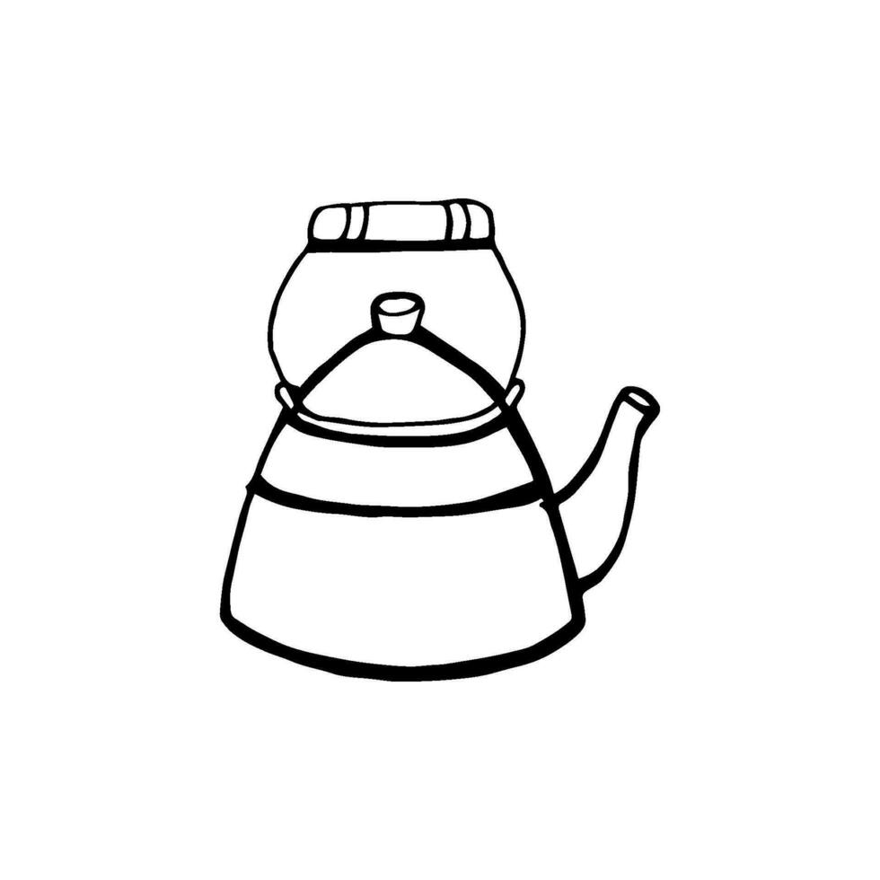 Old teapot kettle sketch engraving vector illustration. Scratch board style imitation. Hand drawn image