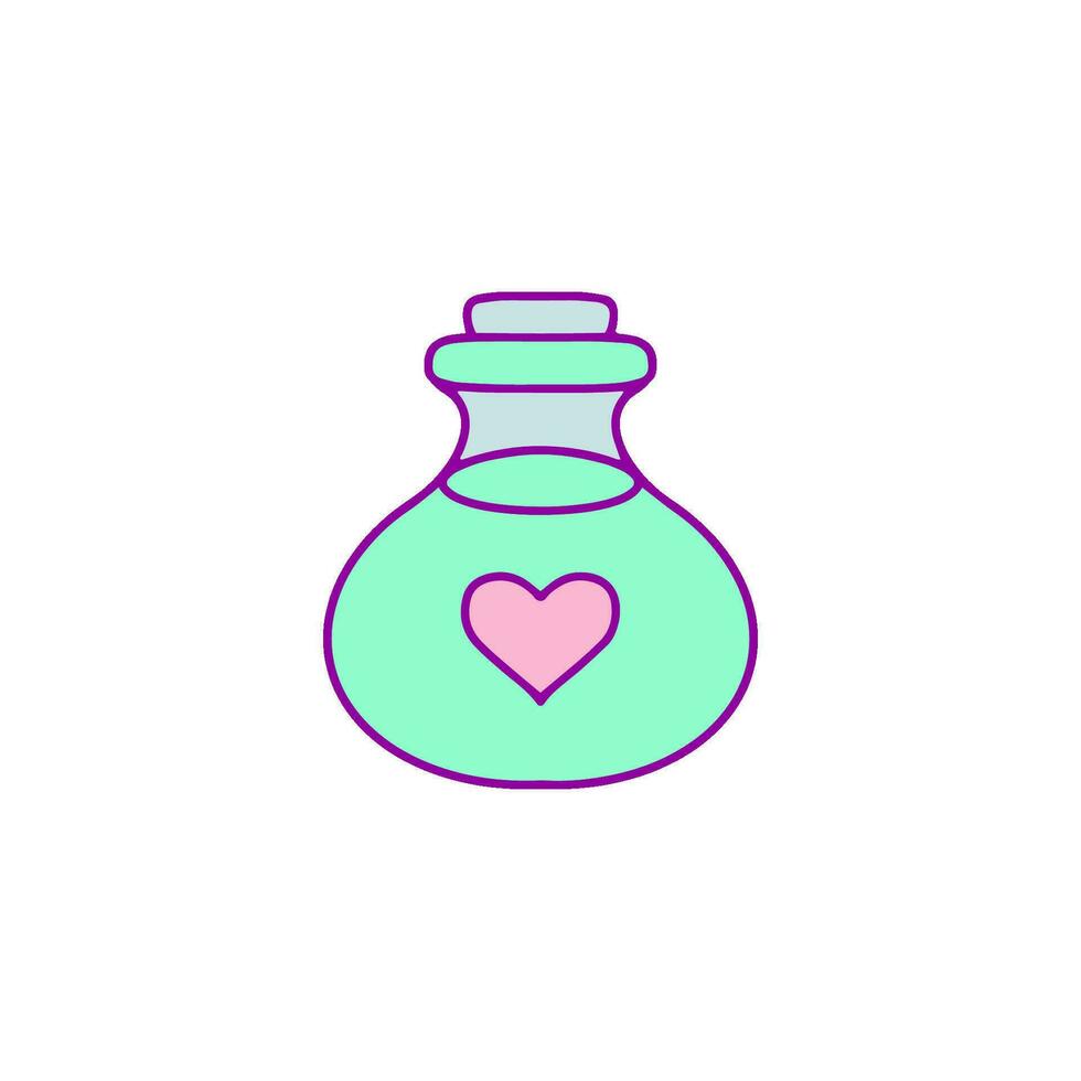 Cute vector illustration of watercolor style love potion with hearts and stars isolated on white background. Unicorn themed picture for print, banner, card or textile design