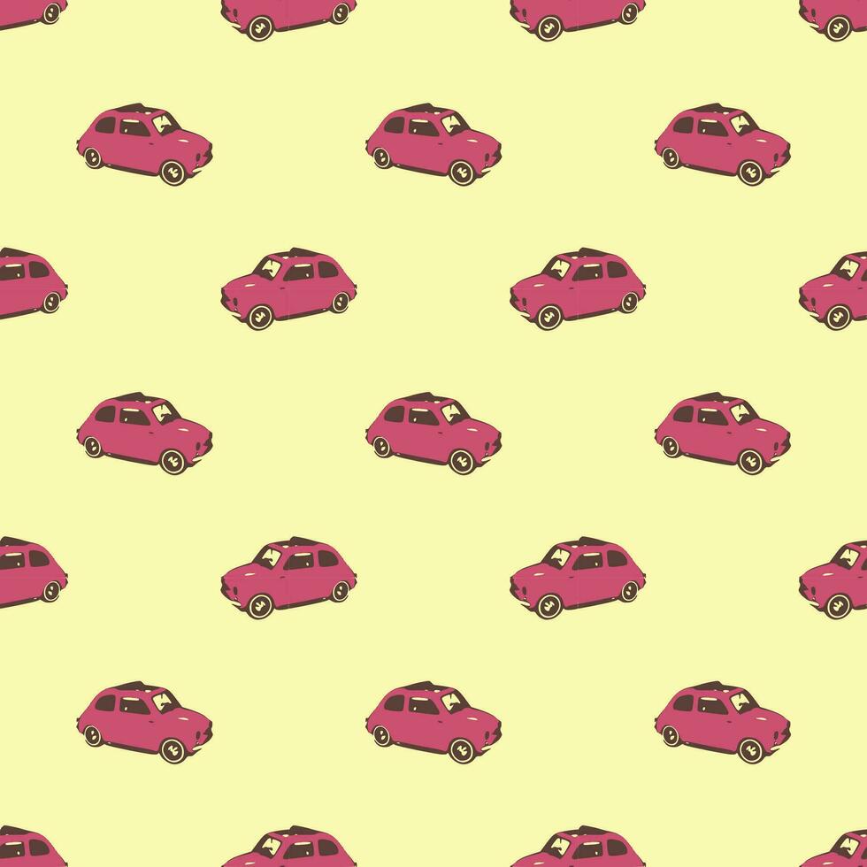 Seamless Pattern of Car on Yellow Background vector