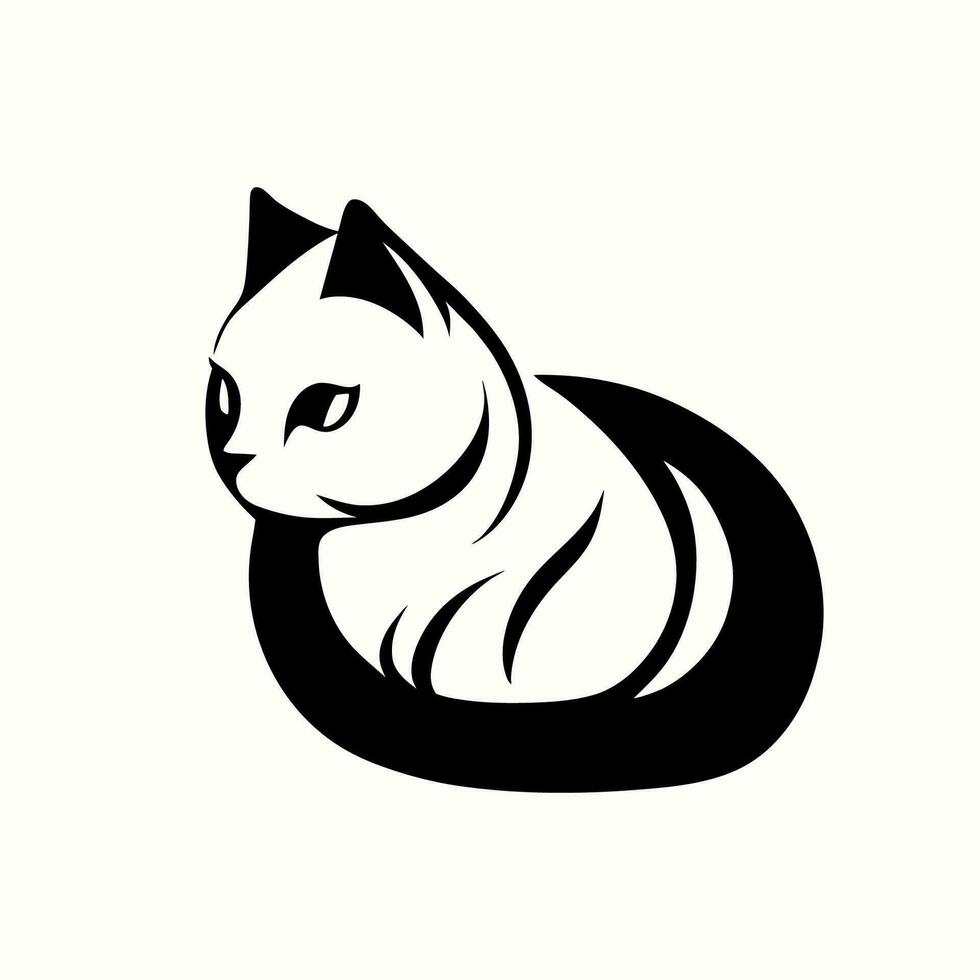 negro logo de gato. gato vector ilustración. linda dibujos animados gato.