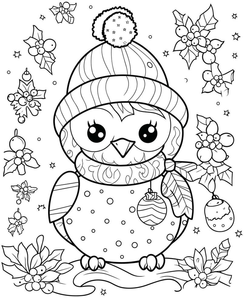 Christmas Coloring Page for adults vector illustration