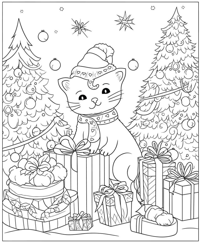 Christmas coloring pages for kids vector